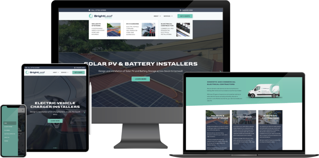 A mockup showing creative website design displayed on various devices