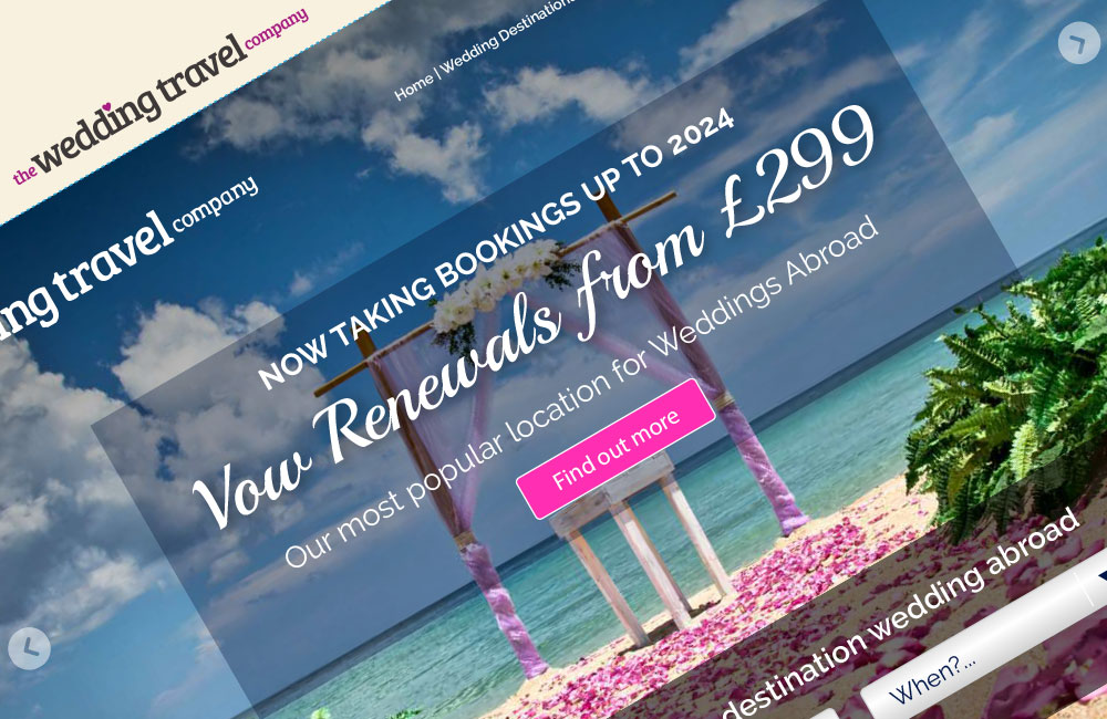 Screenshot of the Wedding Travel Company website